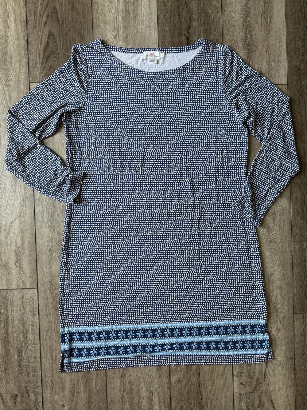 Vineyard Vines- Navy and White Polka Dot Tunic Coastal Dress-Vacation Ready (L)